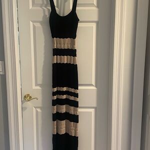 Evereve Black and Tan Striped Maxi Dress